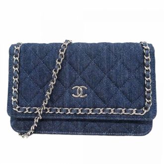 Chanel Blue Denim Chain/Shoulder Wallet (Pre-Owned)