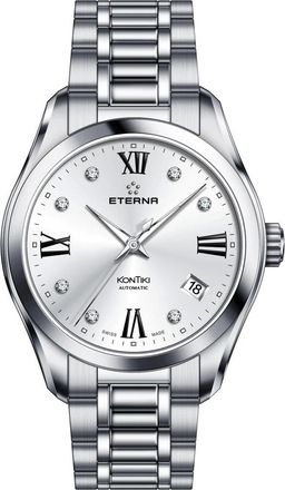 Eterna Accessoires, Heren, Grijs, ONE Size, Leer, Kon Tiki Automatisch Horloge