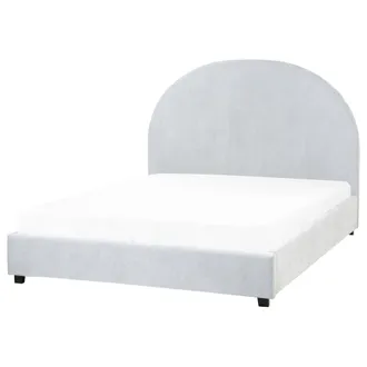 Beliani Cama Con Somier Minimalista De Tela 140 X 200 Cm Azul Claro Vaucluse