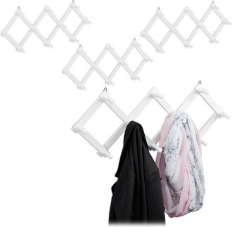 Relaxdays Relaxdays 2x Wall Coat Racks, 10 Hooks Each, Extendable Wardrobe, Stable, Wood, max. HWD: 5.5 x 87.5 x 7.5cm, Dark Brown