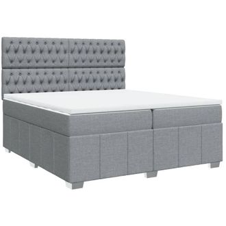 vidaXL Vidaxl - Cama Box Spring Con Colch&oacute;n Tela Gris Claro 200x200 Cm