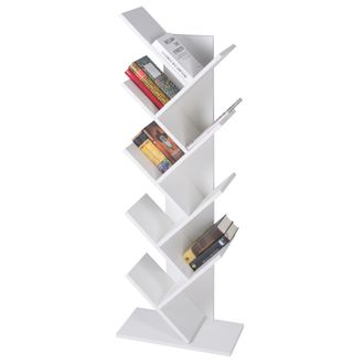 ML Design Ml-design - Ml Design Estanter&iacute;a En Forma De &Aacute;rbol Con 9 Niveles, De Madera, 50 X 25 X 140 Cm, Blanco, Robusta Y Resistente A Ara&ntilde;azos, C&oacute;moda De Pare