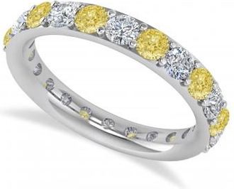 Allurez Yellow & White Diamond Eternity Wedding Band 14k White Gold (2.00ct)