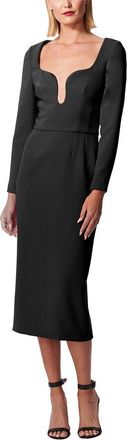 Carolina Herrera 3/4-Sleeve U-Neck Midi Dress