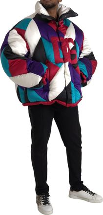 Dolce & Gabbana Mens Multicolor Logo Windbreaker Puffer Jacket Clothing