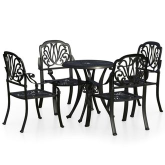 vidaXL Mesa Y Sillas De Bistr&oacute; 5 Piezas Aluminio Fundido Negro Vidaxl