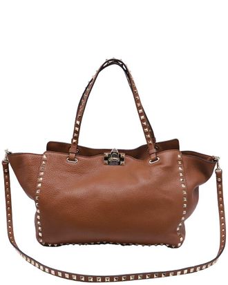 Valentino Burgundy Leather Medium Rockstud Tote (Authentic Pre-Loved)