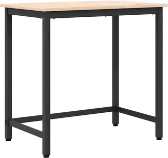 vidaXL Mesa Natural 80 X 50 X 77 Cm Madera Ingenierizada Y Acero Vidaxl