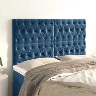 vidaXL Cabeceros 4 Unidades De Terciopelo Azul Oscuro 80x7x78/88 Cm Vidaxl