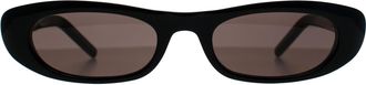 Saint Laurent Rectangle Womens Shiny Black Grey SL557 - One Size