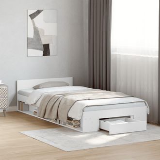 vidaXL Cama Con Caj&oacute;n Madera De Ingenier&iacute;a Blanco 100x200 Cm Vidaxl
