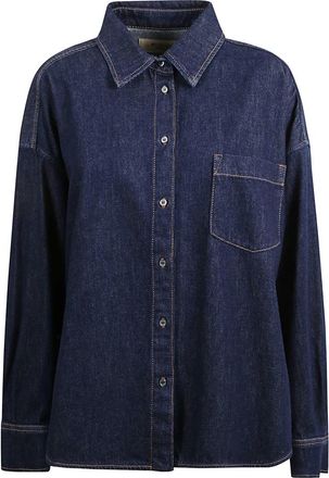 Max Mara Overhemden, Dames, Blauw, 3Xs, Denim, Foggia Denim Shirt