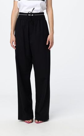 Msgm Pantaloni jogging in lana vergine con coulisse in vita e logo