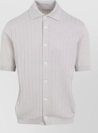 Brunello Cucinelli short sleeve ribbed knit polo shirt