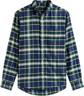 Tommy Hilfiger Geruit overhemd met zak - Blauw