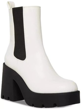 Madden Girl Tippah Boots White Faux Leather Platform Chelsea JZZ1118