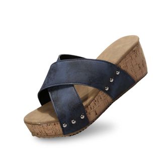 Generic 2026 Women Slippers Womens Summer Fashion Platform Temperament Non Slip Beach (Navy, 6.5)