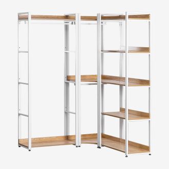 Sklum Armario Modular Abierto Esquinero De 3 Piezas Con Perchero En Acero Y Madera Ariaster Sklum