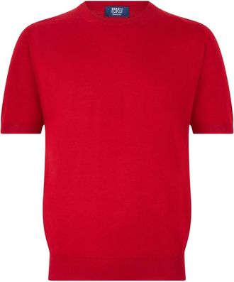 Fedeli Trui met korte mouwen en ronde hals - Heren - Cashmere truien - Rood - L - Kasjmier - Truien & Vesten