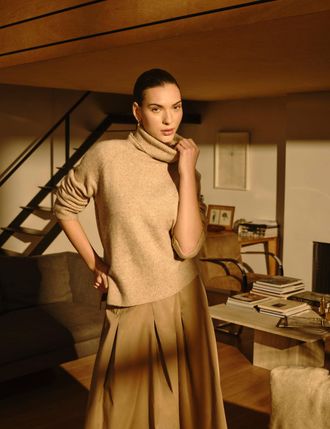 Nobody's Child Beige Roll Neck Relaxed Knitted Jumper