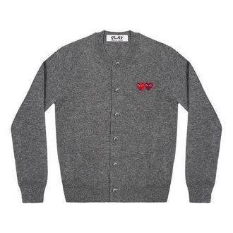 Comme Des Gar&ccedil;ons (WMNS) COMME des GARCONS PLAY Cardigan With Double Emblems Grey AZ-N057-051-3