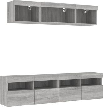 vidaXL Vidaxl - 5 Piece tv Wall Units with led Grey Sonoma Engineered Wood