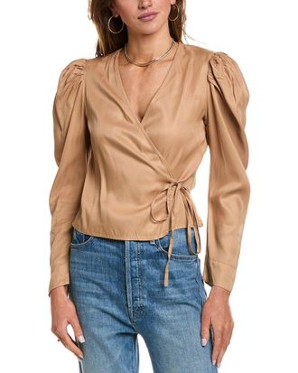 Ganni Ganni Twill Wrap Blouse