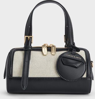 Charles & Keith Enola Canvas Two-Tone Bowling Bag