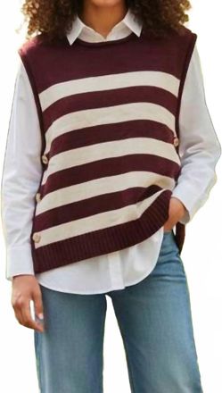 She + Sky Stripe Tank Top In Espresso And Cream