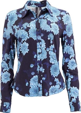 Lords of Harlech Stephanie Stretch Knit Shirt in Serious Floral Navy at Nordstrom, Size X-Small