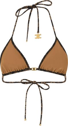 Celine Womens Triangle Bikini Top Brown Jersey Polyamide Bikinis