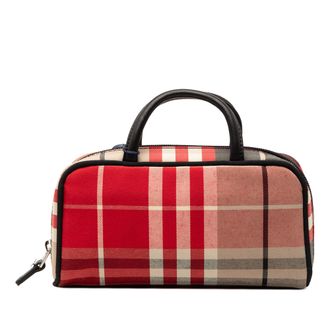 Burberry Womens Pre-owned Plaid Canvas Handbag - Red Textile - One Size