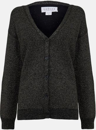 Velvet Womens by and V-Neck Relaxed Fit Cardigan in Black/Gold - Size 12 UK