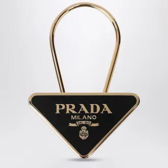 Prada Black/gold enamelled metal key ring