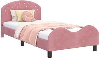vidaXL Cama Para Ni&ntilde;os Con Cabecero Rosa 90 X 190 Cm Terciopelo Vidaxl