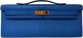 Herm&egrave;s Bleu France Kelly Cut Clutch
