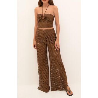 Vix Venice Wide Leg Cotton Cover-Up Pants in Brown at Nordstrom, Size X-Small