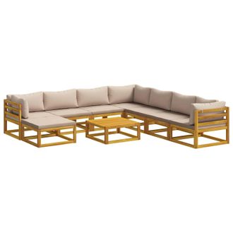 vidaXL Vidaxl Set Di Divani 9 Pz Naturale Legno Di Acacia Massello