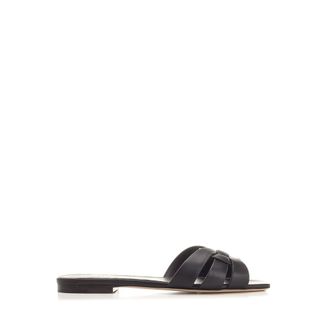 Saint Laurent Sliders, female, Black, Size: 8 1/2 US Tribute Sandals