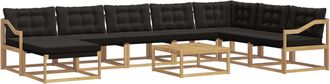vidaXL Conjunto De Sof&aacute;s De Exterior 9 Uds. Blanco Y Negro Vidaxl
