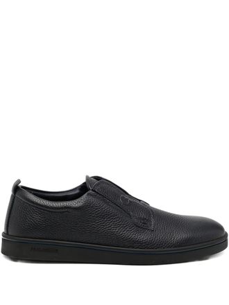 Ferragamo logo-engraved leather loafers - Black
