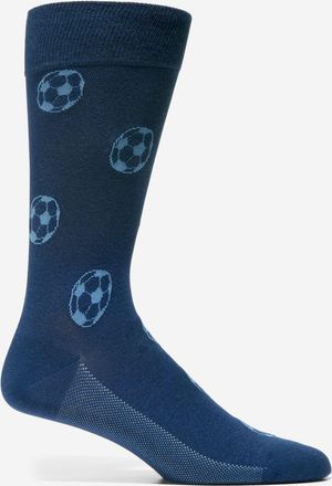Cole Haan Mens Soccer Ball Dress Crew Socks - Blue