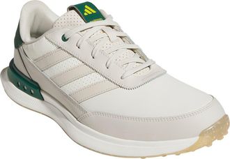 adidas S2G 24 Waterproof Leather Spikeless Golf Shoe in Off White/Alumina/Green at Nordstrom, Size 10.5
