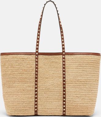 Valentino Garavani Rockstud Large raffia tote bag