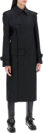 Burberry Womens Black Silk Blend Trench Coat - Size EU 34 (Womens)