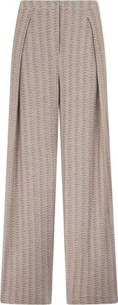 Emporio Armani Jacquard gebreide broek - Dames - Wijde Broeken - Beige - S - Katoen - Broeken