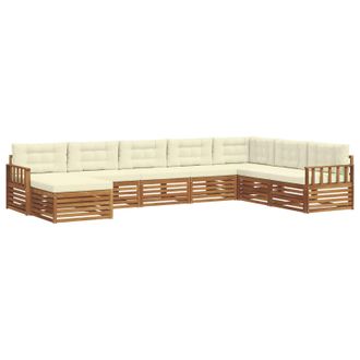 vidaXL Conjunto De Sof&aacute;s De Exterior Con Coj&iacute;n 8 Pcs Natural Y Crema Vidaxl