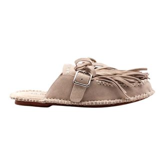 Elena Iachi Mules, female, Beige, Size: 10 US Fringed Suede Mules