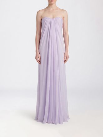 Alexander McQueen McQueen Long Silk Evening Gown with Sweetheart Neckline and Off-Shoulder Design