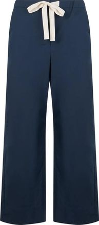 Max Mara Wijde broek - Dames - Wijde Broeken - Blauw - XS - Katoen - Broeken
